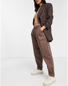 Серо коричневые широкие брюки со складками Asos design