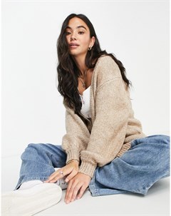 Серо бежевый кардиган в стиле oversized крупной вязки Asos design