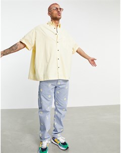Поплиновая рубашка выбеленного лимонного цвета в стиле extreme oversized с короткими рукавами Asos design