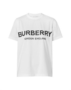 Белая хлопковая футболка с логотипом Burberry