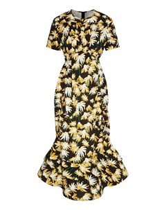 Платье с принтом плиссировкой и рюшами Loewe