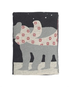 Плед из хлопка с новогодним рисунком Polar Bear 130х180 см Tkano