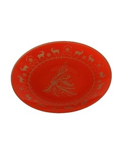 Тарелка декоративная 20 см Ёлочка Новый год красный Ninaglass