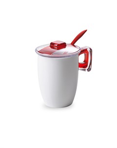 Кружка для заваривания чая с крышкой ложкой и фильтром 350 мл Square красный Omada