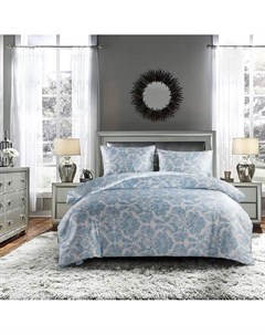 Комплект постельного белья 1 5 спальный белый с голубым узором Pappel