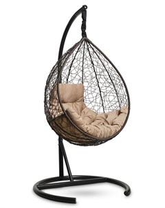 Подвесное кресло кокон sevilla comfort коричневое с бежевой подушкой коричневый 105x195x105 см L'aura