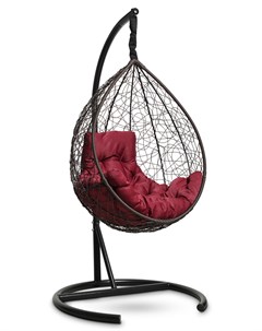 Подвесное кресло кокон sevilla comfort коричневое с бордовой подушкой коричневый 105x195x105 см L'aura