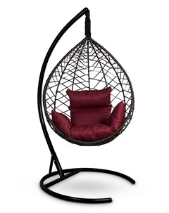 Подвесное кресло кокон alicante коричневое с бордовой подушкой коричневый 110x195x110 см L'aura