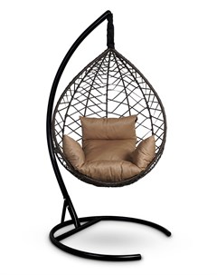 Подвесное кресло кокон alicante коричневое с бежевой подушкой коричневый 195x110 см L'aura