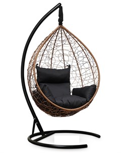 Подвесное кресло кокон sevilla горячий шоколад с черной подушкой коричневый 110x195x110 см L'aura