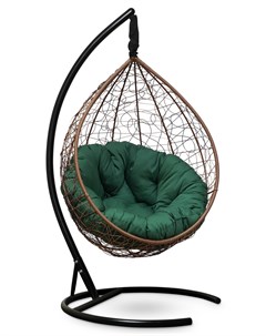 Подвесное кресло sevilla verde горячий шоколад с зеленой подушкой коричневый 110x195x110 см L'aura