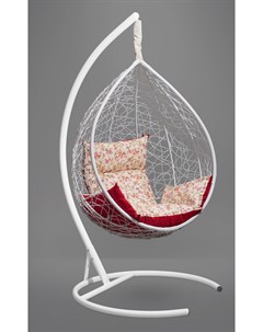 Подвесное кресло кокон sevilla elegant белое с красной розовой подушкой белый 110x195x110 см L'aura