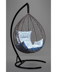 Подвесное кресло кокон sevilla elegant коричневое с синей голубой подушкой коричневый 110x195x110 см L'aura