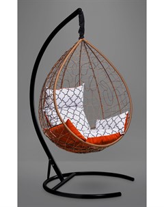 Подвесное кресло кокон sevilla elegant горячий шоколад с оранжевой белой подушкой коричневый 110x195 L'aura