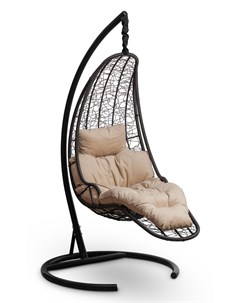Подвесное кресло кокон luna черное с бежевой подушкой черный 110x195x110 см L'aura