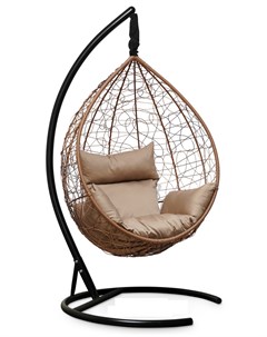 Подвесное кресло кокон sevilla горячий шоколад с бежевой подушкой коричневый 110x195x110 см L'aura
