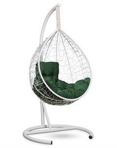 Подвесное кресло кокон sevilla comfort белое с зеленой подушкой белый 105x195x105 см L'aura