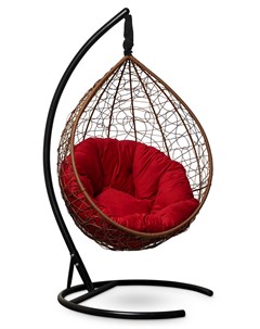 Подвесное кресло кокон sevilla verde velour горячий шоколад с красной подушкой коричневый 110x195x11 L'aura