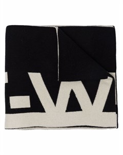 Шерстяной шарф вязки интарсия с логотипом Off-white