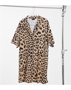 Свободное платье рубашка мини с леопардовым принтом ASOS DESIGN Curve Asos curve