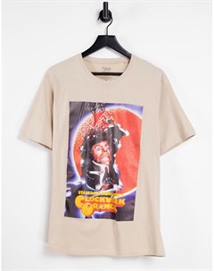 Oversized футболка песочного цвета с принтом Заводной апельсин Merch cmt ltd