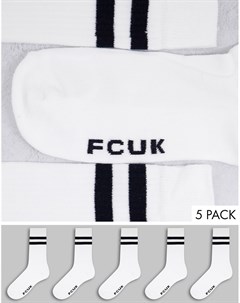 Набор из 5 пар белых спортивных носков FCUK French connection