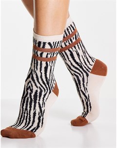 Кремовые бамбуковые носки с зебровым принтом Jonathan aston