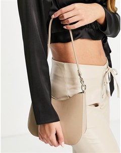 Бежевая сумка на плечо изогнутой формы со звеньями цепочки на ремешке Asos design