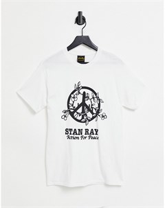 Белая футболка с принтом в виде символа мира на спине Stan ray®