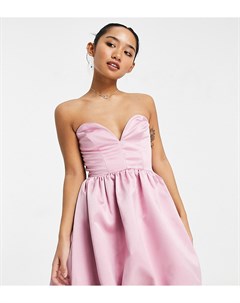 Платье мини с пышной юбкой и глубоким вырезом пудрово розового цвета цвета Collective the label petite