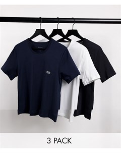 Набор из 3 футболок темно синего белого и черного цвета Boss bodywear