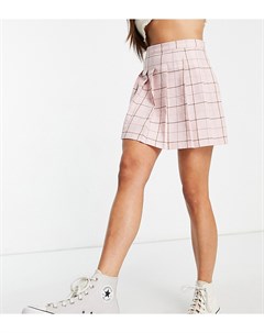 Розовая теннисная клетчатая мини юбка со складками ASOS DESIGN Petite Asos petite