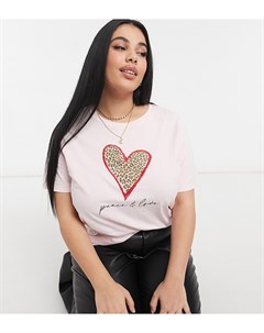 Розовая футболка с леопардовым принтом в форме сердца River island plus