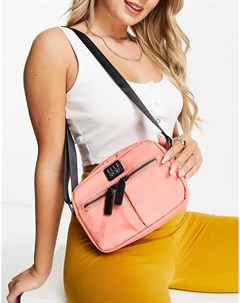 Кораллово розовая нейлоновая сумка через плечо с двумя карманами Elle sport