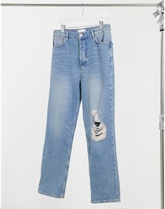 Выбеленные джинсы в винтажном стиле 90 х с рваной отделкой на коленях Asos design