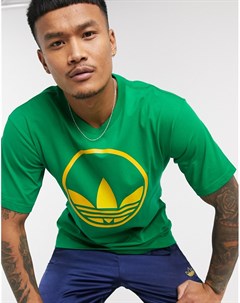 Зеленая футболка с принтом логотипа Adidas originals