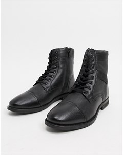 Черные кожаные ботинки на шнуровке с подкладкой из искусственного меха Asos design