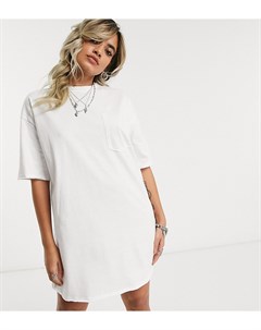 Белое платье футболка в стиле oversized с карманом ASOS DESIGN Petite Asos petite