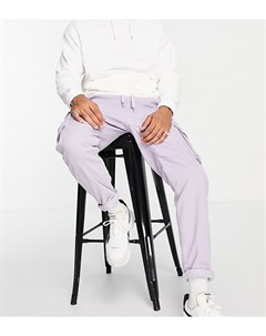 Вельветовые брюки карго сиреневого цвета с поясом на резинке New look