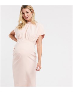 Пудрово розовое платье миди с высоким воротником ASOS DESIGN Maternity Asos maternity