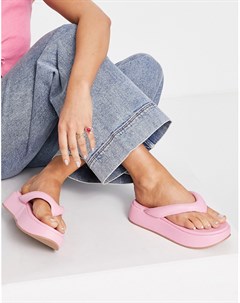Розовые сандалии с V образным ремешком на толстой подошве Ferris Asos design
