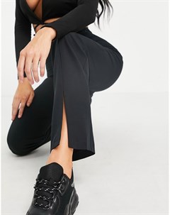 Черные свободные брюки узкого кроя с разрезами спереди Hourglass Asos design