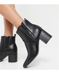 Черные ботинки челси на каблуке для широкой стопы Glamorous wide fit