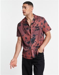 Свободная атласная рубашка с отложным воротником и сплошным цветочным принтом Asos design