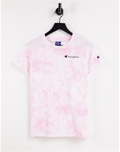 Розовая футболка с принтом тай дай Champion