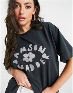 Свободная футболка из органического хлопка с графическим логотипом Damson madder