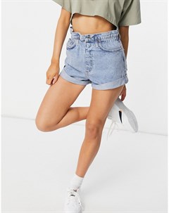 Выбеленные голубые шорты с присборенной талией Asos design