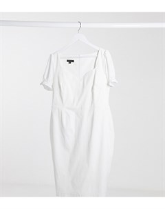 Белое платье миди с пышными рукавами Vesper plus