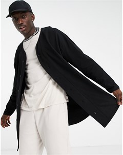 Черная oversize рубашка с длинными рукавами в бейсбольном стиле Asos design