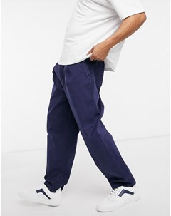 Темно синие выбеленные широкие брюки со складками Asos design